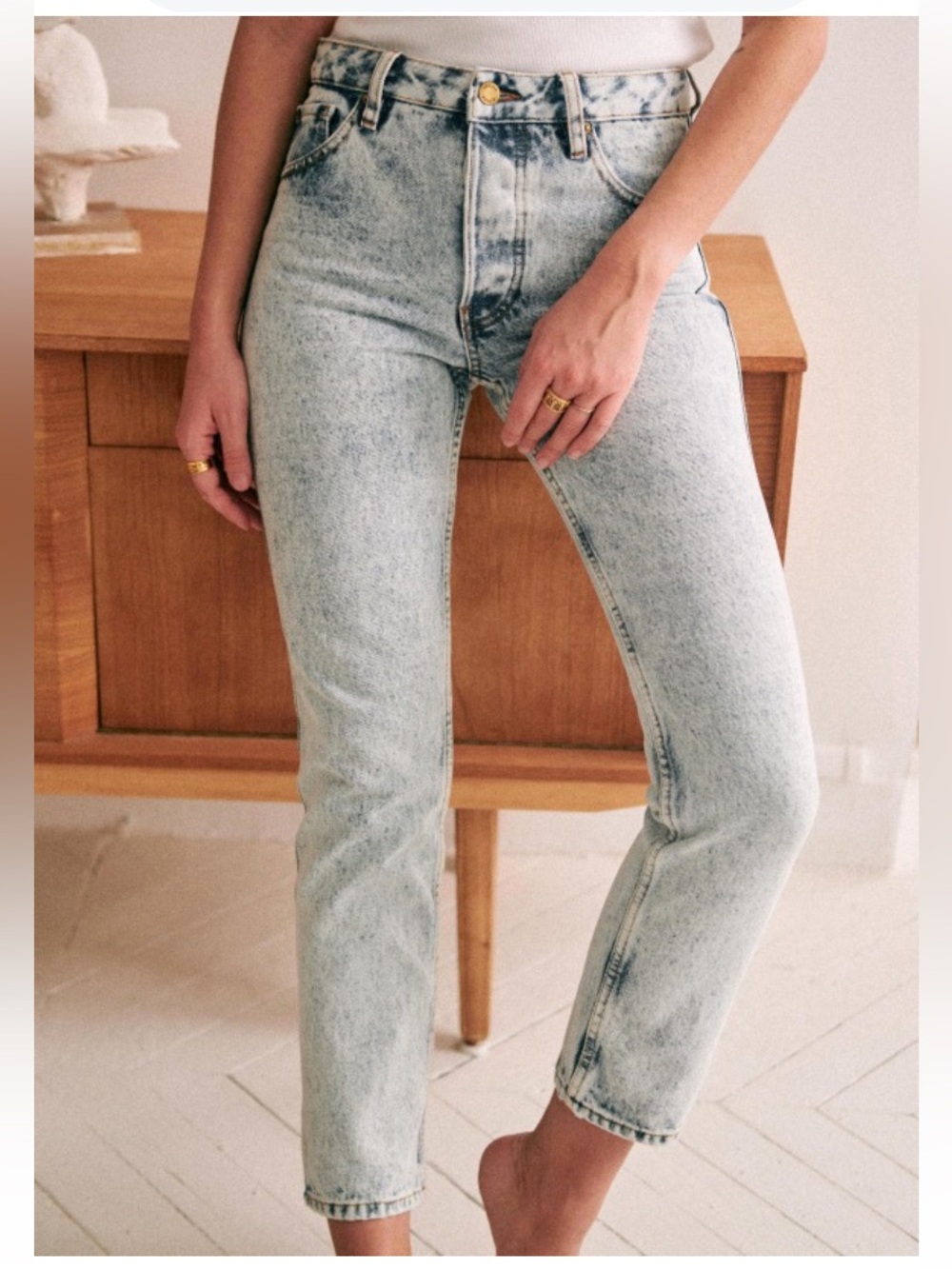 Sézane Women’s Le Brut Edge Blue Jeans Straight Leg High Waisted Size 23